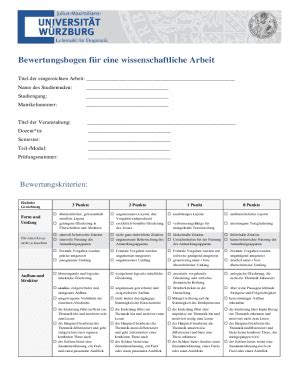 Ausf Llbar Online Bewertungsbogen Fr Eine Wissenschaftliche Arbeit Fax