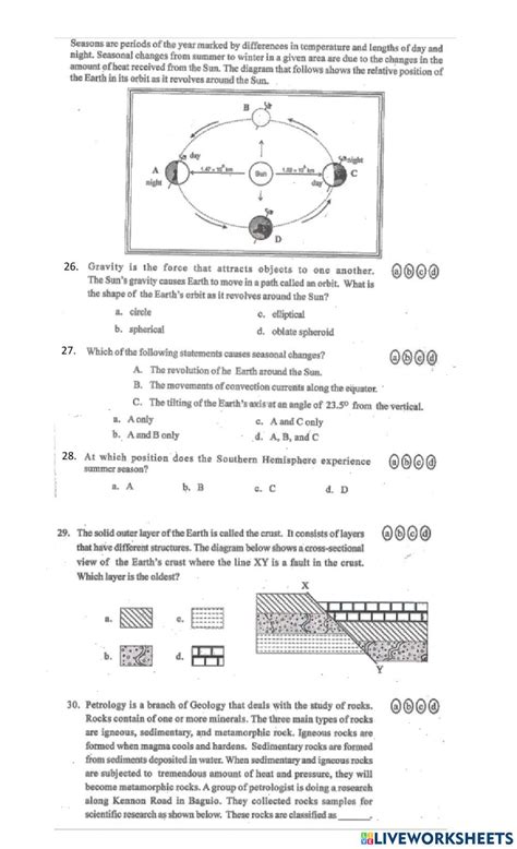 Post Test Nat Science 6 Worksheet Live Worksheets