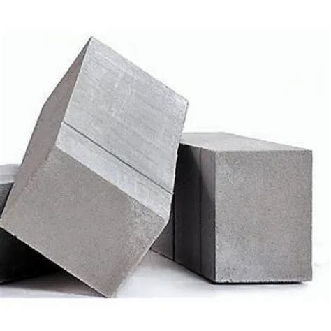 Grey Rectangular Autoclaved Aerated Concrete Block Thickness 100mm