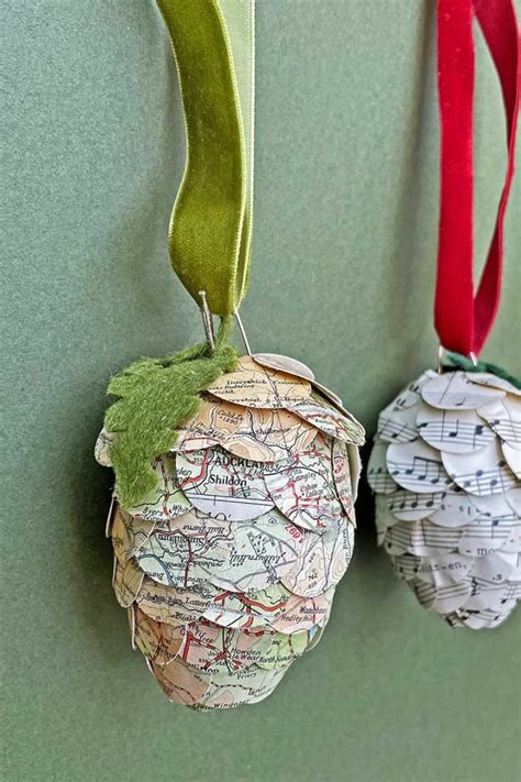 How To Make Paper Pine Cone Ornaments The Easy Way Pillar Box Blue