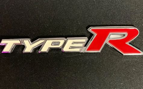 Red White TYPE R 3D Metal Car Front Hood Grill Badge Car Emblem