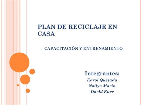 Plan De Reciclaje PPT