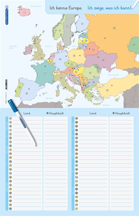 Ich Kenne Europa L Nder Und Hauptst Dte Lerntafel Mit Stift