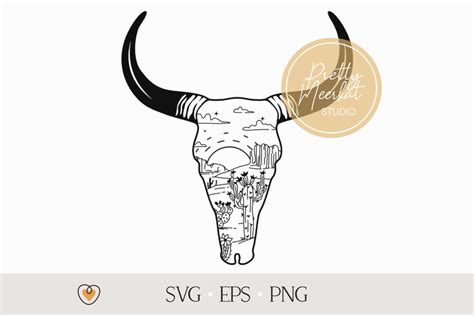 Cow Skull Desert 4 Svg Bull Skull Svg Desert Svg Png By Pretty