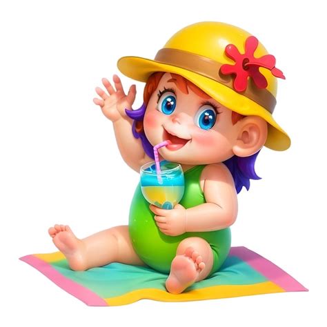 Una Mujer Feliz Con Un Bikini Vector Premium