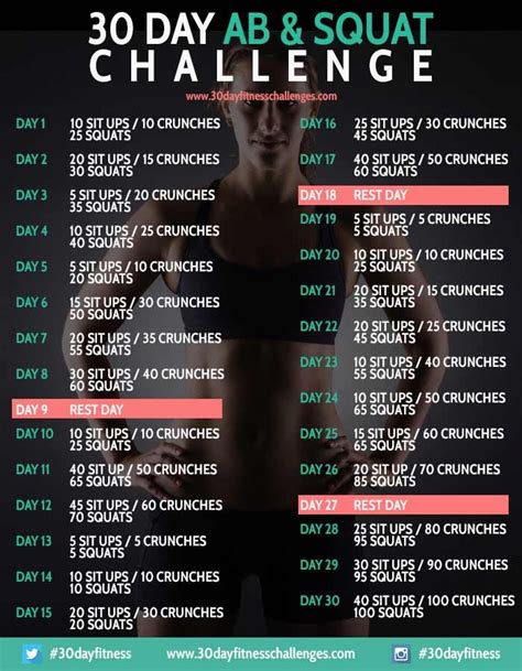 30 Day Workout Challenge Printable Free Printable Templates