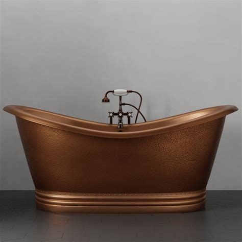 72 Vista Copper Double Slipper Roll Top Tub With PedestalNo Overflow