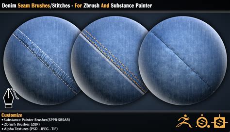 ArtStation - Denim Seam Brushes/Stitches - For Zbrush And Substance ...