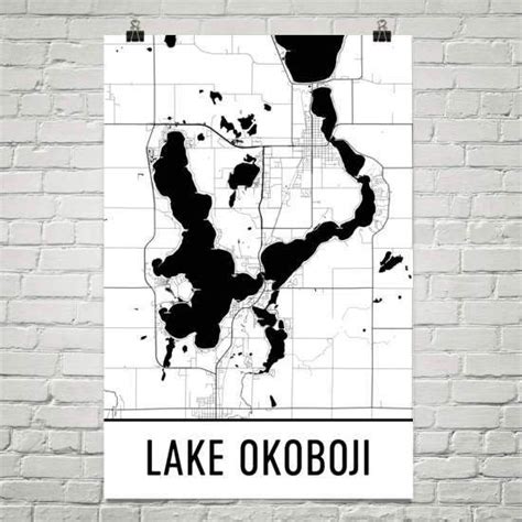 Lake Okoboji Ia Art And Maps Okoboji Lake Map Lake Art