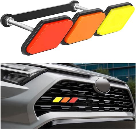 Cgeamdy Pc Tri Color Grille Badge Emblem Decoration Car Accessories