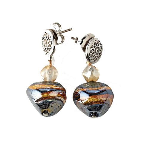 Boucles D Oreilles Acier Et Perles En Verre De Murano