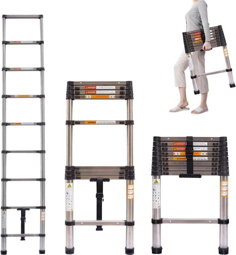 Extension Telescoping Ladder Stainless Steel Ft Lightweight