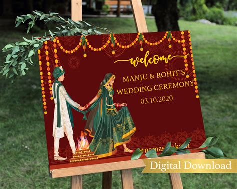 Indian Wedding Welcome Sign Indian Wedding Ceremony Sign Sangeet