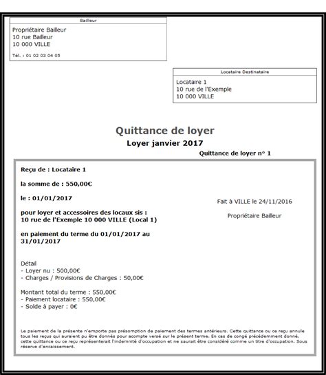 Quittance de loyer Modèle simple gratuit et conforme 2025