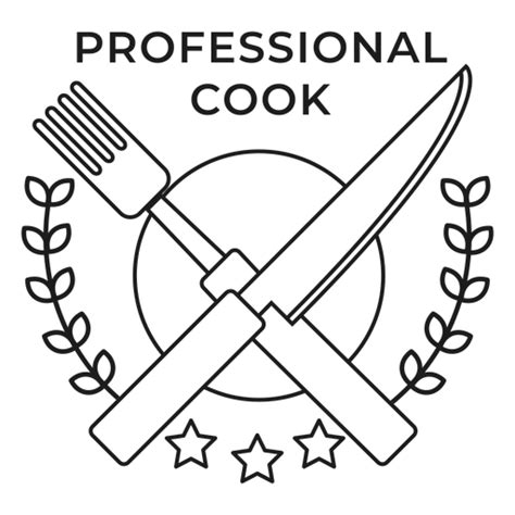 Diseño Png Y Svg De Cocinero Profesional Tenedor Cuchillo Rama Insignia