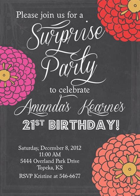 Chalkboard Floral Adult Birthday Party Invitation - Printable by Party Pop | Catch My Party