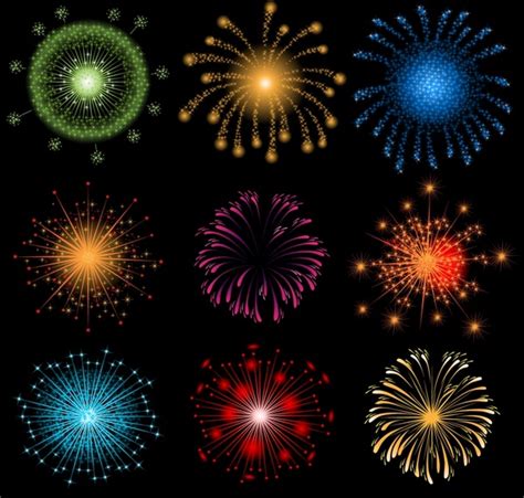 Fireworks design elements colorful bursting shapes decor Vectors graphic art designs in editable ...