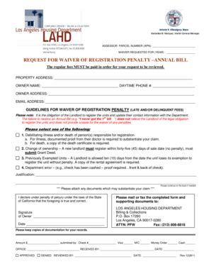 Fillable Online Lahd Lacity Request For Waiver Of Registration Penalty