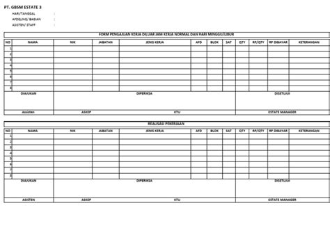 contoh form pengajuan kerja hari liburminggu