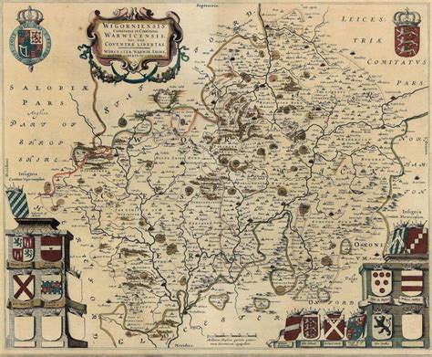 Blaeu Map Of English Midland Counties1650