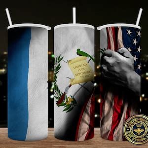 Guatemala And American Flag Tumbler Template Sublimation Designs