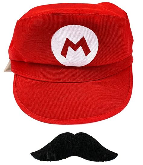 Super Mario Luigi Hat And Moustache Plumber Bros Party Dress Up Red Green