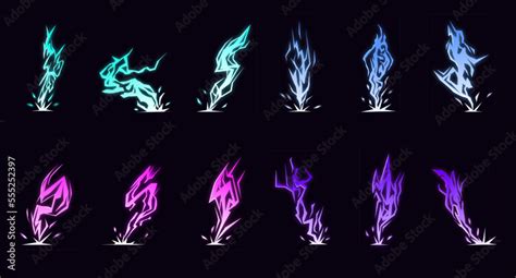 Cartoon lightning effect. Sprite sheet of lightning strike. Animation for game or cartoon. Stock ...