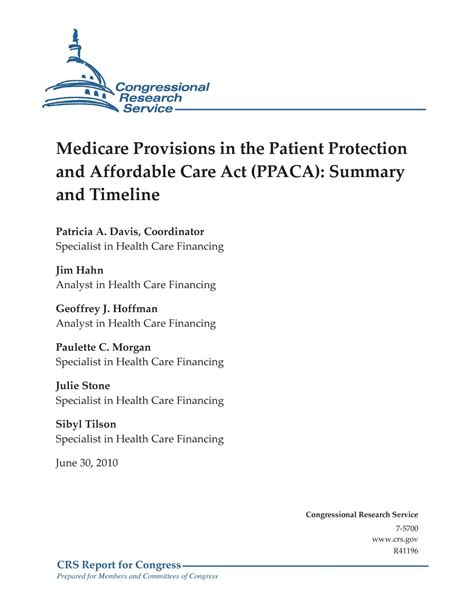 Medicare Provisions In The Patient Protection And Affordable Care Act Ppaca Summary And