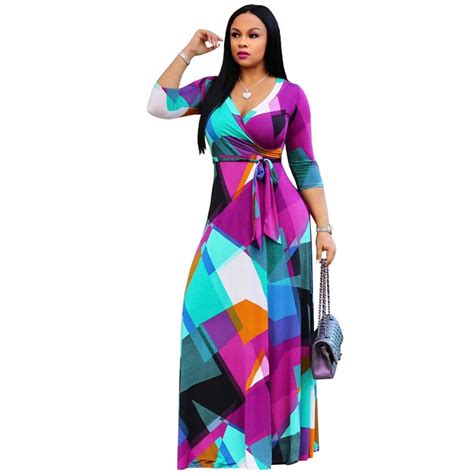 Buy Multicolor Autumn Winter Dress Women Deep V Neck