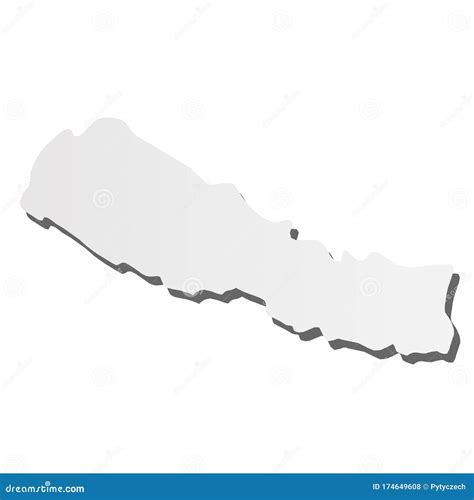 Nepal Grey D Like Silhouette Map Of Country Area With Dropped Shadow