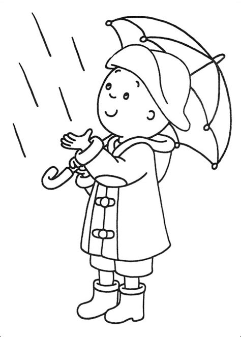 Caillou Bajo La Lluvia Para Colorear Imprimir E Dibujar Coloringonly