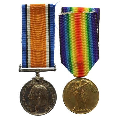 Ww British War Victory Medal Pair Pte E R Morritt Th Bn York