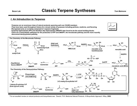 Classic Terpene Syntheses I. An Introduction to Terpenes Baran Lab