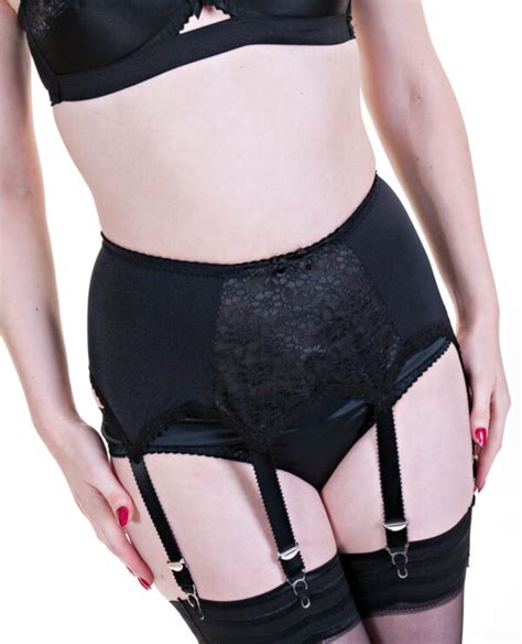 071 LACE PANEL 6 STRAP SUSPENDER BELT Revival Lingerie