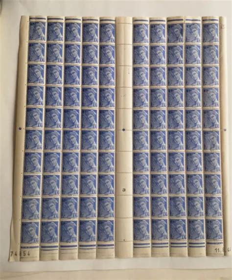 Timbre France N Feuille Compl Te De Type Mercure C Bleu