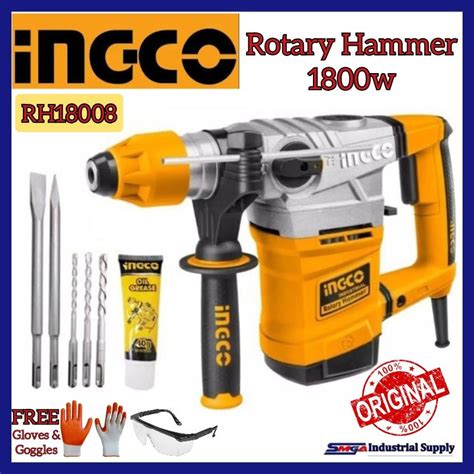 Ingco Rotary Hammer 1800w RH18008 With FREE Gloves And Goggles