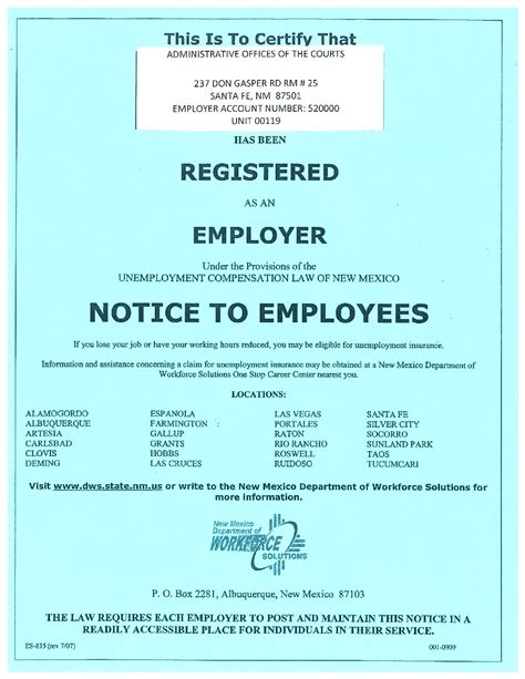 Free Unemployment Insurance Labor Law Poster 2025