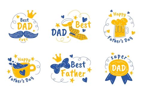 Free Vector Hand Drawn Father S Day Badges Collection