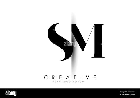 SM S M Letter Logo Design With Creative Shadow Cut Vector Illustration