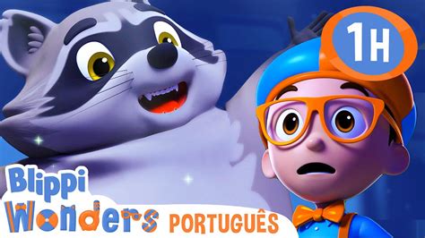 Blippi Encontra um Guaxinim à Noite 1 HORA DO BLIPPI Desenhos