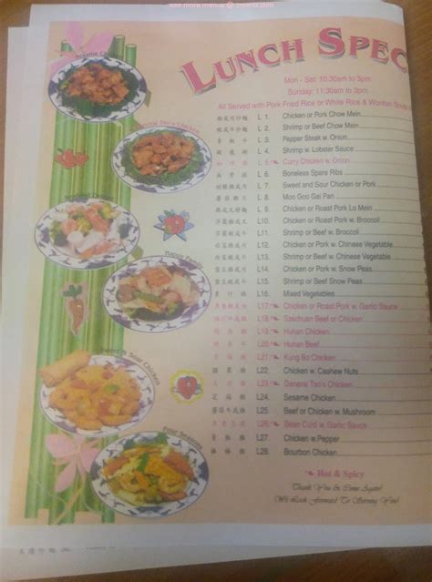 Menu at Lin China restaurant, Massillon