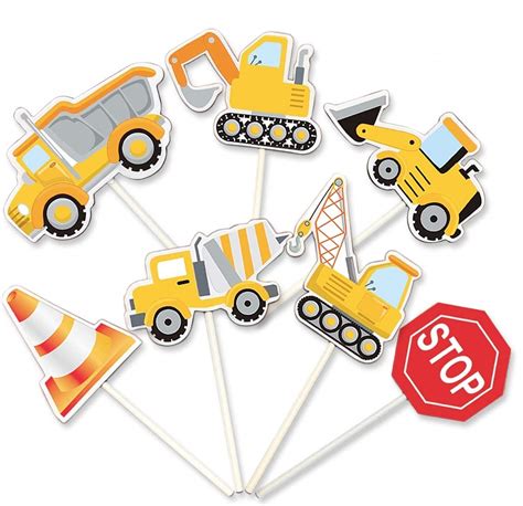 Buy Pack Construction Cupcake Toppers Picks Dump Truck Excavator