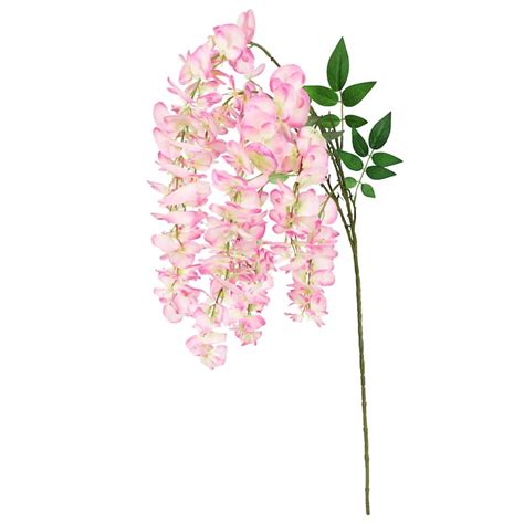 Set Of 3 Cream Pink Artificial Japanese Wisteria Flower Stem Hanging Spray Bush 44in 44 L X