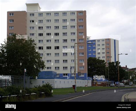 Recently Refurbished Tower Blocks At Gosport Hampshire England Uk