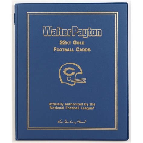 Walter Payton Set Of 4 22Kt Gold Football Cards With Binder