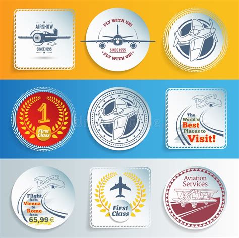 Aviation Emblem Set Stock Vector Illustration Of Military