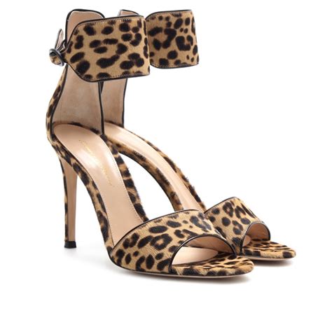 Gianvito rossi Leopard Print Pony Hair Sandals | Lyst