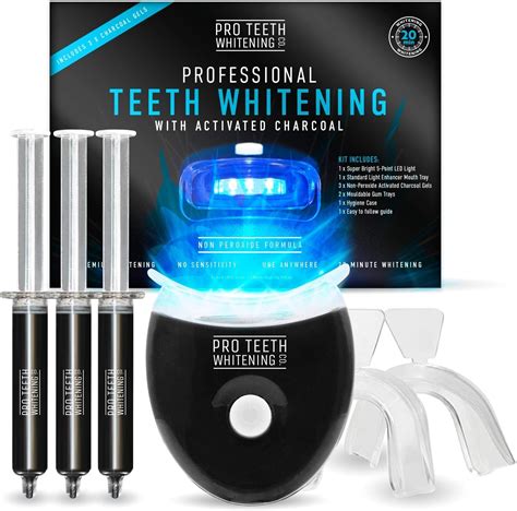 Kit De Blanqueamiento Dental Premium Con Carb N Activado Luz Led Azul