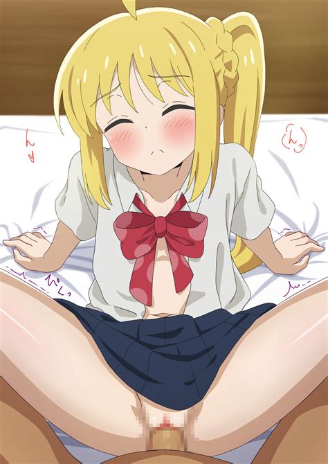 Rule 34 1boy Ahoge Arm Support Blonde Hair Blush Bocchi The Rock Bow Bowtie Censored Closed