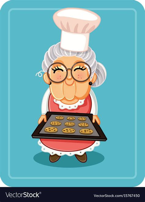 Grandma Baking Chocolate Chips Cookies Illu Vector Image On Vectorstock